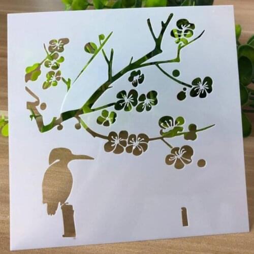 Thrush Bird Plant Painting Template DIY Craft Coloring Embossing Accessories Sjablonen For Scrapbooking Diary Stencil Reusable