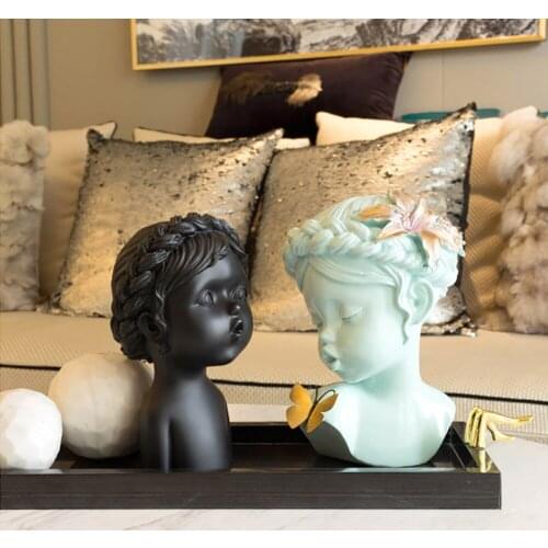 European Hair Young Images Ornaments Home Chamber Table Half Body Statues Embassies Office Desktop Decoration Accessories