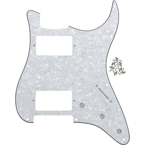 HH Strat Pickguard Pick Guard Plate w/screws for Standard Strat Modern Style Guitar Part, 4Ply White Pearl