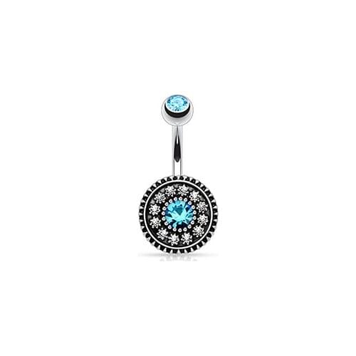 Nice Lake Blue Crystal Belly Button Rings Summer Body Piercing Ombligo, Sexy Navel Pirsing Punk Pircing Penetrate Jewelry