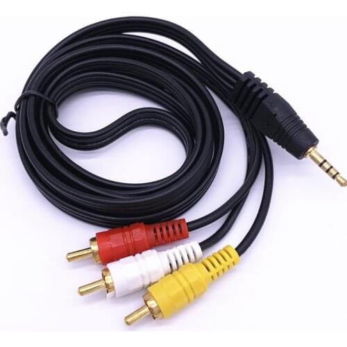 3.5mm To 3 RCA AV A V TV Video Cable Cord for Panasonic Canon JVC Video Camera Camcorder