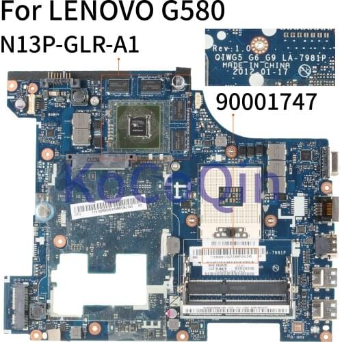 KoCoQin Laptop motherboard For LENOVO G580 GT635M HM76 15' Inch Mainboard QIWG5 G6 G9 LA-7981P 90001747 SLJ8E N13P-GLR-A1