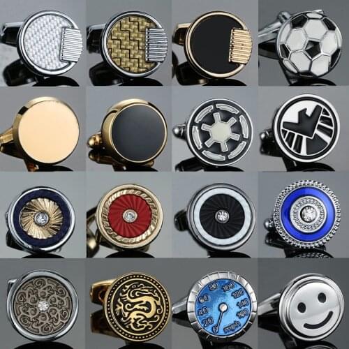 AS Round happy expression Cufflinks new fashion jewelry stalls compass football Cufflinks mens Wedding Shirt badge pin gifts