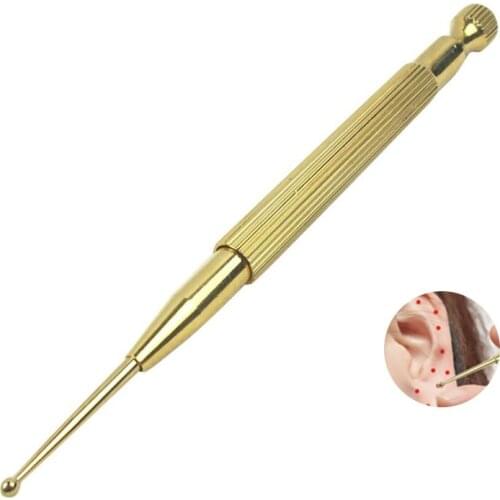 Brass Ear Acupunctures Point Massage Probe Auricular Detection Pen Stick Beauty Ear Care Reflex Zone Health Care Massage Stick