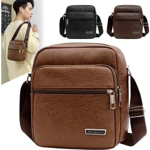 Mens Bag PU Leather Korean Version New Single Shoulder Bag Business Leisure Large Capacity Messenger Bag Mens Single Backpack