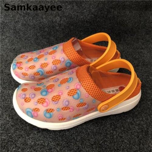 Size 36-40 Womens Mules Clogs Summer Female Sandals Mujer Garden Shoes Beach Slippers Print Breathable Flats Jelly Zapatos 15