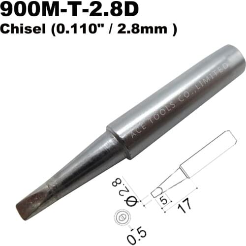 Soldering Tip 900M-T-2.8D Chisel 2.8mm for Hakko 936 907 Milwaukee M12SI-0 Radio Shack 64-053 Yihua 936 X-Tronics 3020 Iron Bit