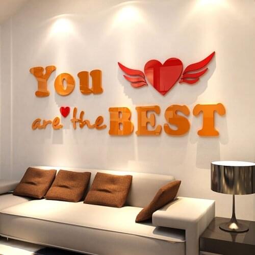 Romantic Acrylic 3d wall stickers living room sofa background wall sticker warm Wedding room bedroom bedside Art Decor Ins Style