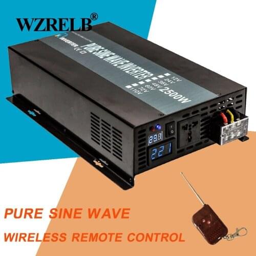 Pure Sine Wave Solar Inverter 2500W Generator Inverter 24V to 220V Battery Transformer 12V/48V DC to 120V/240V AC Remote Control
