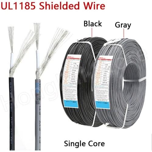 UL1185 Single Core Shielded Wire 26 24 22 20 18 16 14AWG Black/Gray American Standard Electronic Wire Tinned Copper 80℃ 300V