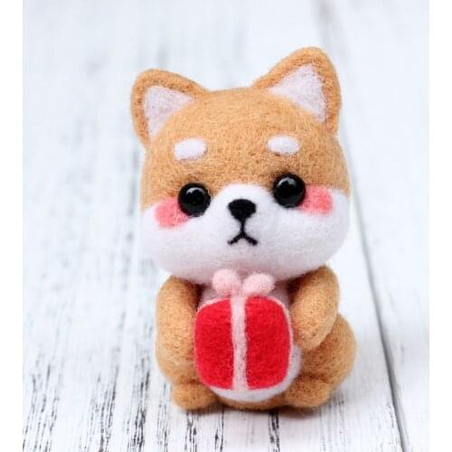 Gift Box Dog Wool Felt Craft DIY Unfinished Poked Set Handcraft Kit for Needle Material Bag Pack Handmade E56C
