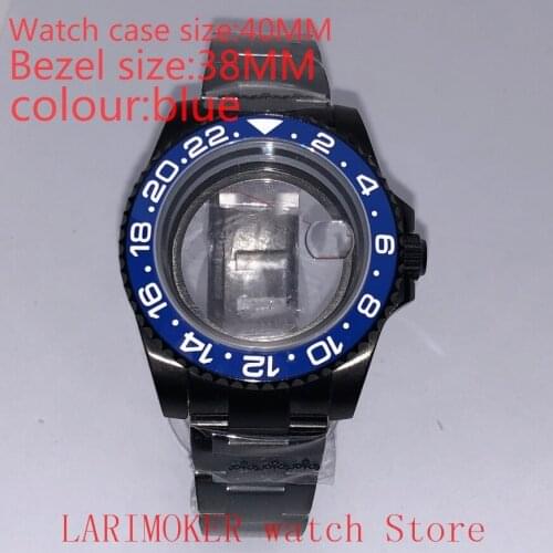 Suitable for Mingzhu Miyota 8215 40mm 904L stainless steel case, transparent black back cover, with bezel blue