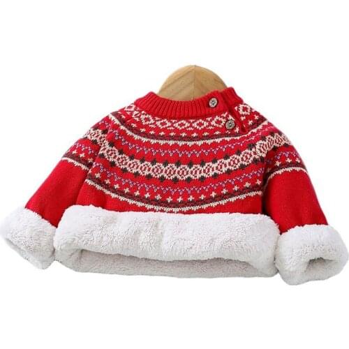 Christmas Sweater Winter Baby Pullover 2021 New Casual Thick Plush Kids Boy Girl for Children Warm Knitted Sweaters Clothes