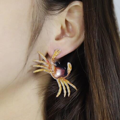 Crab Earrings High-quality Metal Cute Animal Stud Earrings Crab Pendant Necklace Fashion Jewelry Accessories for Women Wholesale