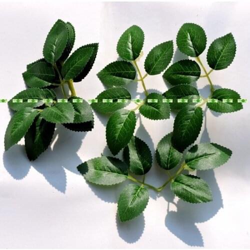 20cm Silk Fabric 100pcs Artificial Leaf for Rose Flower Fake Plants Wedding Home Decor Green
