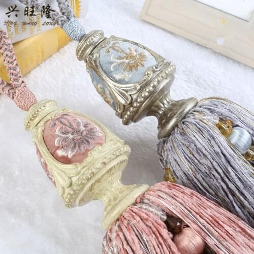 XWL Luxury 2Pcs Retro Curtain Tieback Long Tassel Hanging Belt Ropes Straps Buckle Brush Bind Belts Curtain Accessories Tiebacks