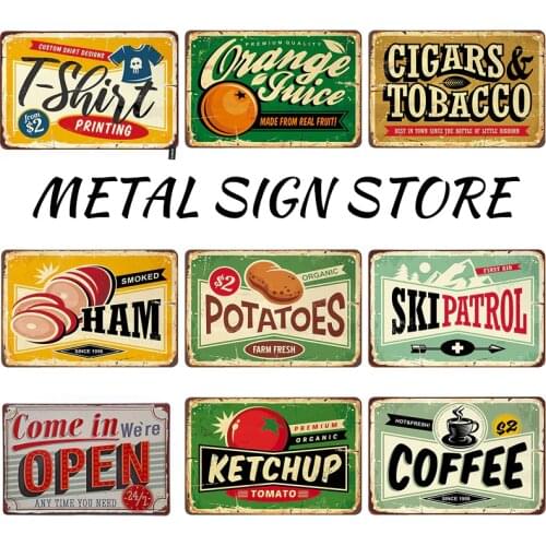 Cigars Tobacco Metal Sign Tin Plaque Farm Fresh Metal Poster Potatoes Discount Tin Sign Vintage Wall Stickers for Man Cave Decor