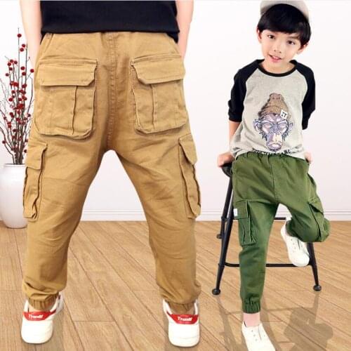 Boys Sweatpants full length cotton spring warm pants elastic waist pocket fashionable sport pants causal loosen pants teenage
