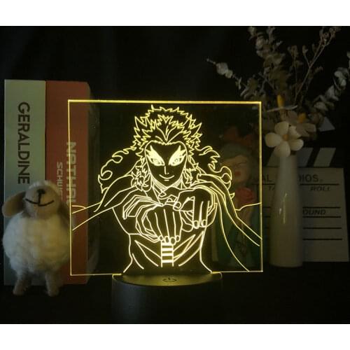 Anime Demon Slayer Rengoku Kyoujurou Figure Led Night Light for Kids Room Decor Nightlight Manga 3d Lamp Gift Color Changing