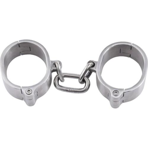 Screw Metal Handcuffs BDSM Bondage Torture Wirst Restraints Stainless Steel Hand Cuffs Slave Sex Toys For Couples Adult Games