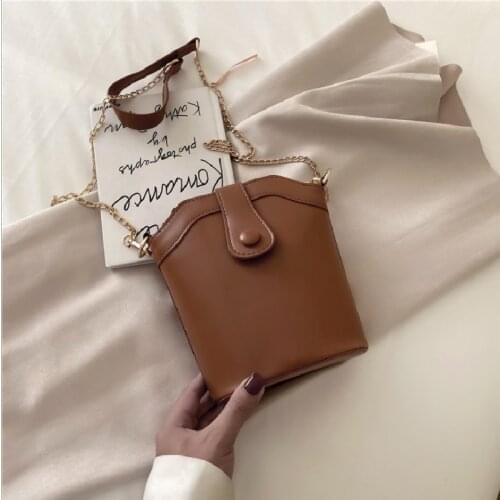 Female Crossbody Retro Casual Bucket Bags For Women Fashion Solid Round Buckle Belt Portable Chain Messenger Bag Сумка Женская