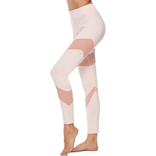 Women Fitness Fashion Mesh Patchwork Yoga Pants Sport Leggings For Sportswear Tights Woman Gym High Waist Pant