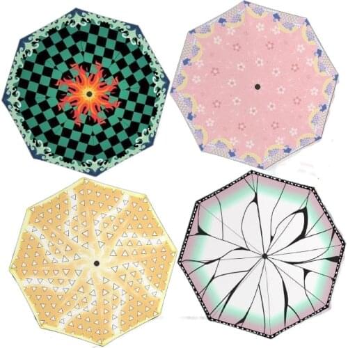 Anime Demon Slayer Umbrella Kimetsu No Yaiba Cartoons Kamado Tanjirou Printing Sun Protection Folding Sunshade Umbrella Cosplay