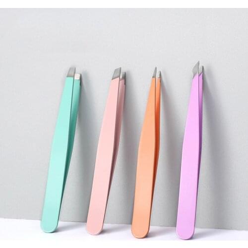 1 Pcs 4 Styles Tip Flat Eyebrow Tweezers Stainless Steel Point Tip Slant Hair Removal Beauty Makeup Tools Accessory