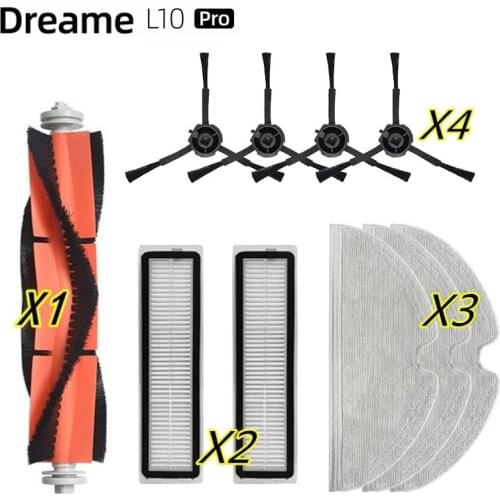 10PCS For Dreame Bot L10 Pro EU Version / Global Version Robotic Vacuum Cleaner Parts Kits Main Side Brush Filters Mop Rag