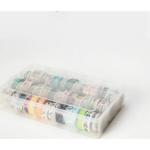 15 Compartments Clear Crafts Organizer Storage Box for Washi Tape Art Supplies and Sticker Stationery