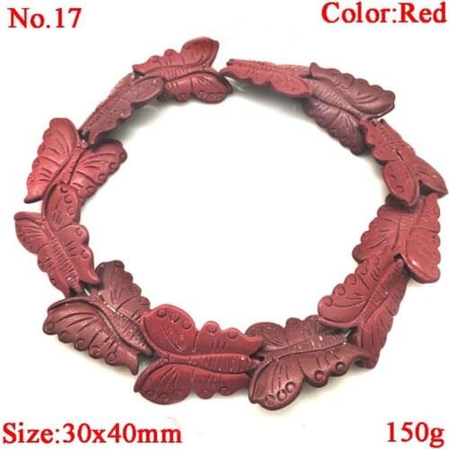 16 inches 30x40mm Red Butterfly Shaped Natural Sponge Coral Beads Loose Strand