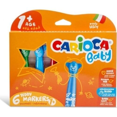 2 li Jumbo Super Washable Felt Paint Pen 6lı and Baby Teddy Crayons 6lı