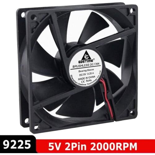 2 PCS LOT Gdstime 92mm 92 x 92 x 25mm 9.2cm PC Case Plastic DC 5V 2P Ventilation Radiator Fan