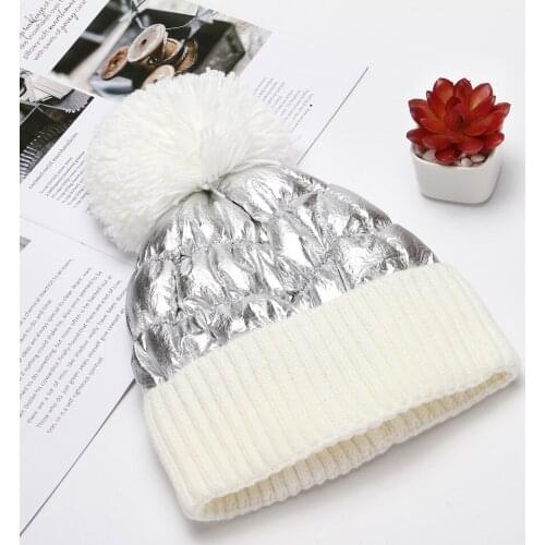 2021 Winter Hats For Women Thick Bling Knitted Beanies Hat Girls Autumn Female Hairball Pink White Caps Warmer Bonnet Casual Cap