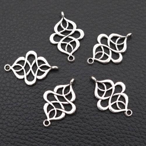28*17mm Knot Metal Connectors, Chinese Knot Pendant, Ethnic Style Pendant, Lucky Charms, DIY Tibetan Silver Jewelry A110 20pcs