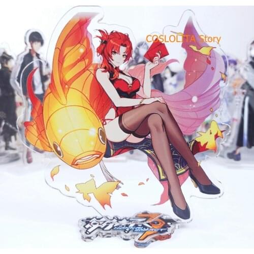 Anime Honkai Impact 3 Kiana Kaslana Cute Keychain Stand Figure Acrylic Model Plate Desk Decor Pendant Key rings Xmas Gifts