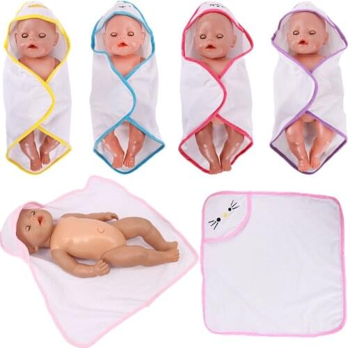 Pure White Bath Towel Robe Doll Clothes Accessories For 43Cm Baby Reborn&18Inch American Doll,Our Generation Dolls Kids Gift AZP