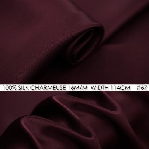 CISULI 100% SILK CHARMEUSE SATIN Fabric 114cm width 16momme/100% Pure Silk Chinese Silk Fabric Reddish Purple NO.67