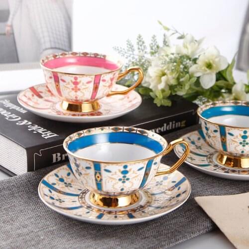 European coffee set high quality bone china English afternoon tea cup set cups and saucers porcelain coffee Flower tea party set