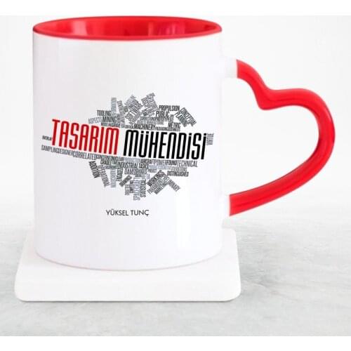 Customized Professional Design Engineer Red Heart Mug Cup