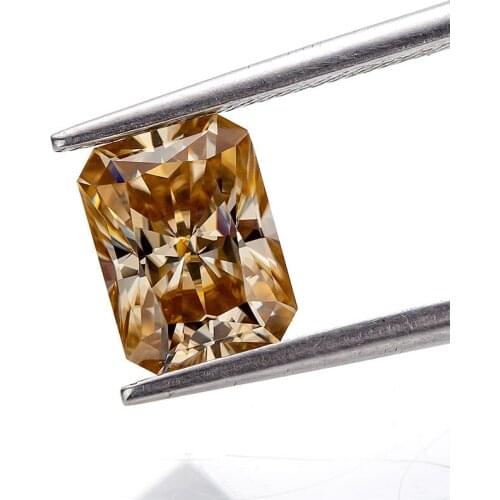 Radiant Cut Loose Moissanite Stones Champagne Color Brilliant Gemstone Diamond VVS Clarity for Engagement Jewelry Making