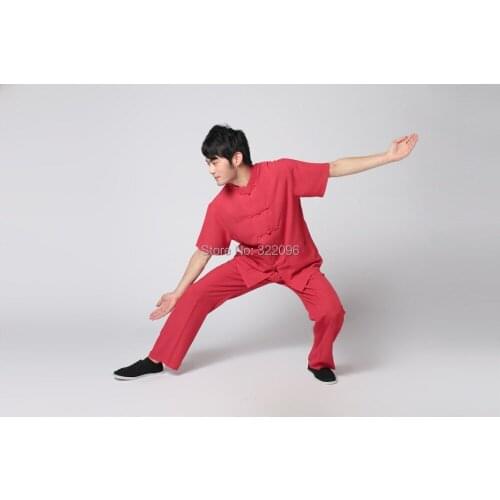 Free shipping Spring men taiji clothing set Tai chi suit set men chinese kung fu suit short Sleeve shirt + pants