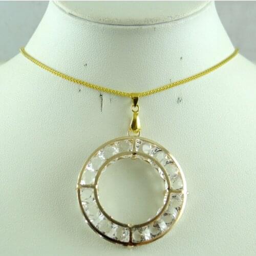 45*40MM Beautiful Circular crystal Gold alloy pendant necklace ladies necklace jewelry Free shipping