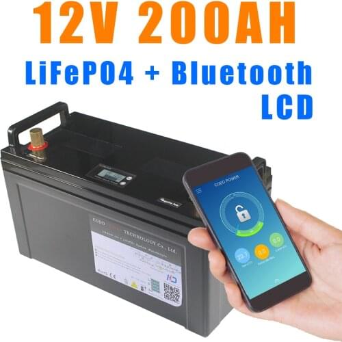 12V RV LiFePO4 Battery IP68 Waterproof With LCD Deep cycle 12V 200AH LiFePO4