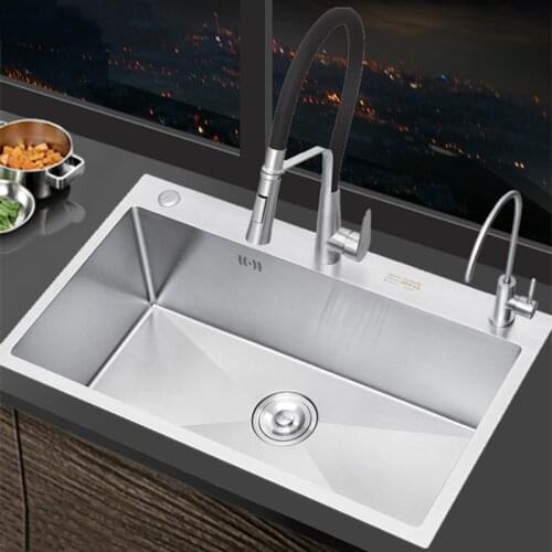 Stainless Steel Brushed Kitchen Sink Above Counter Farmhouse Sink Kitchen Sink Strainer Brushed Bathroom Sink Without Faucet