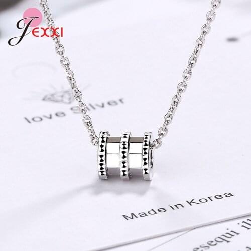 Fashion Female Costume Silver Pendant Jewelry 925 Sterling Silver Tube Geometric Style 3 Colors Necklace for Wedding Party