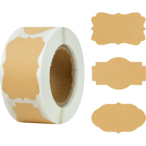 300pcs Kraft Paper Stickers Blank Handmade Sticker Adhesive Labels Scrapbooking Gift Package Sealing Envelope Jar Bottle Labels