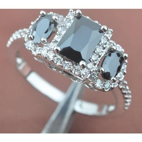 Fancy Black Cubic Zirconia For Women Jewelry Rings Free Shipping Size 6 7 8 9 SA018
