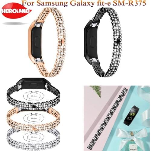 New Fashion Steel Rhinestone Watch Band Strap with Shiny Wristband For Samsung Galaxy Fit-e SM-R375 classic Smart New Watch Band