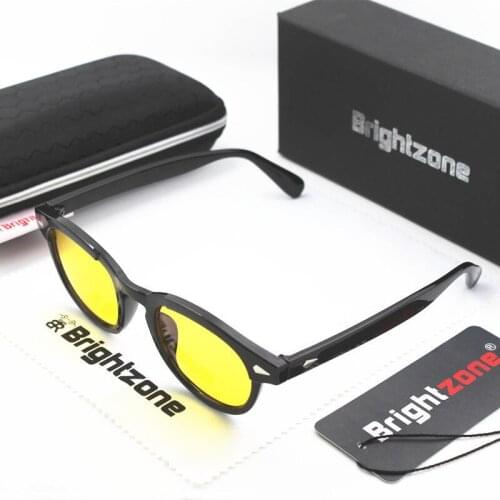 Brightzone Metal Rivet Oval Round Anti Blue Computer Reading Night Driving Glasses Men UV400 Yellow Sunglasses game points